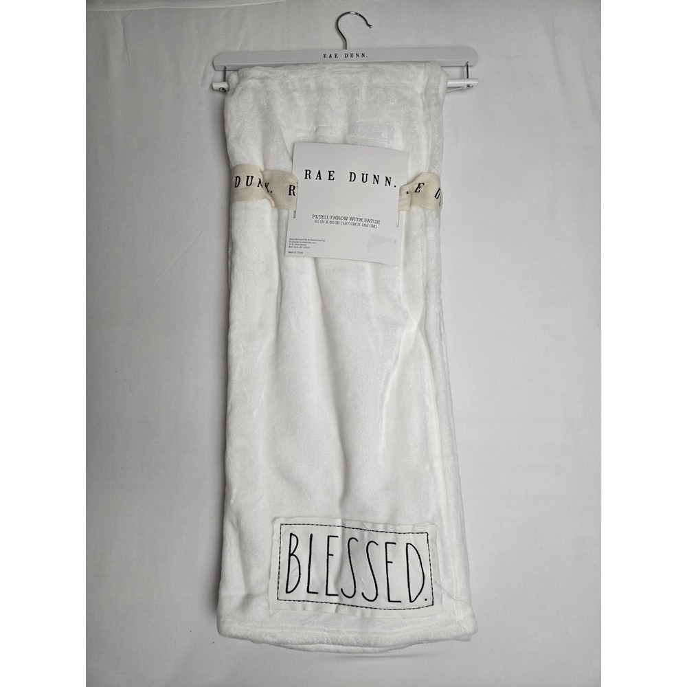 Rae Dunn Printed plush throw blanket soft NEW Blessed